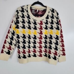 36.5 Houndstooth Crew Neck Knit Sweater Pullover warm Cozy Fall‎ Medium VTG